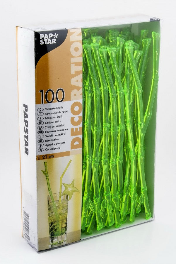 100 Longdrink-Quirle "Bambus" grün 21 cm