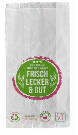 1000 Bäckerbeutel "Frisch Lecker & Gut", 12+6x24 cm, R418