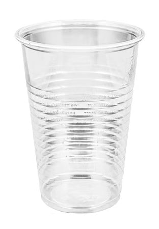 100 Trinkbecher PP , gerillt, mit Eichstrich, transparent 300 ml, 08158
