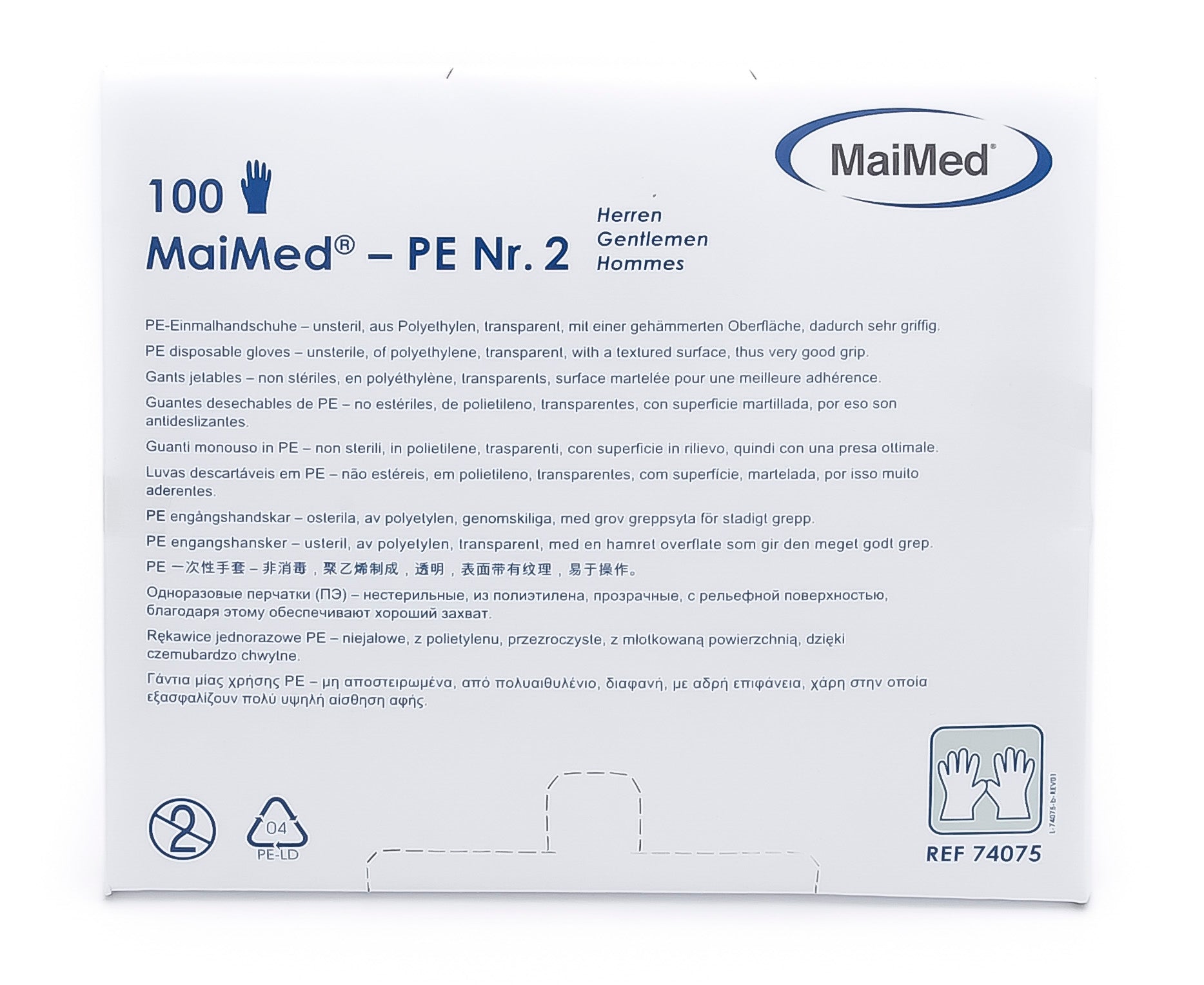 100 Einmal Handschuhe, MaiMed PE Herren gehämmert