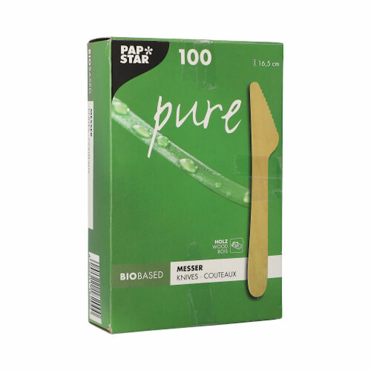100 Messer, Holz "pure", 16,5 cm, 18200