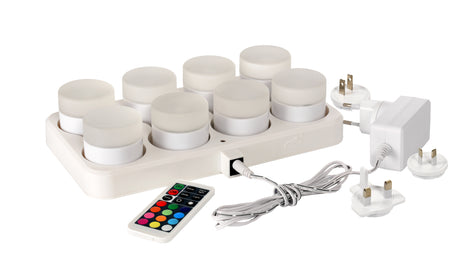 Duni 8er LED Mini Lamp -Set 186495 Multicolor inkl. Fernbedienung und 8er Ladestation (Produktionsdatum 2025)