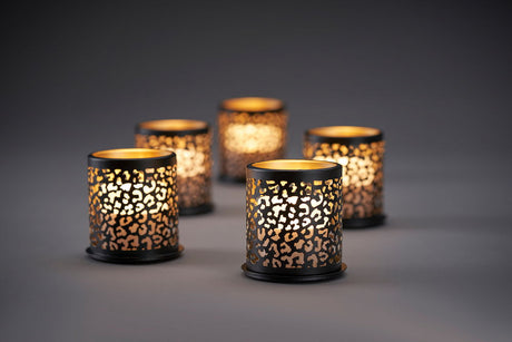 1 Duni Kerzenhalter Safari Leopard schwarz Metall 191159