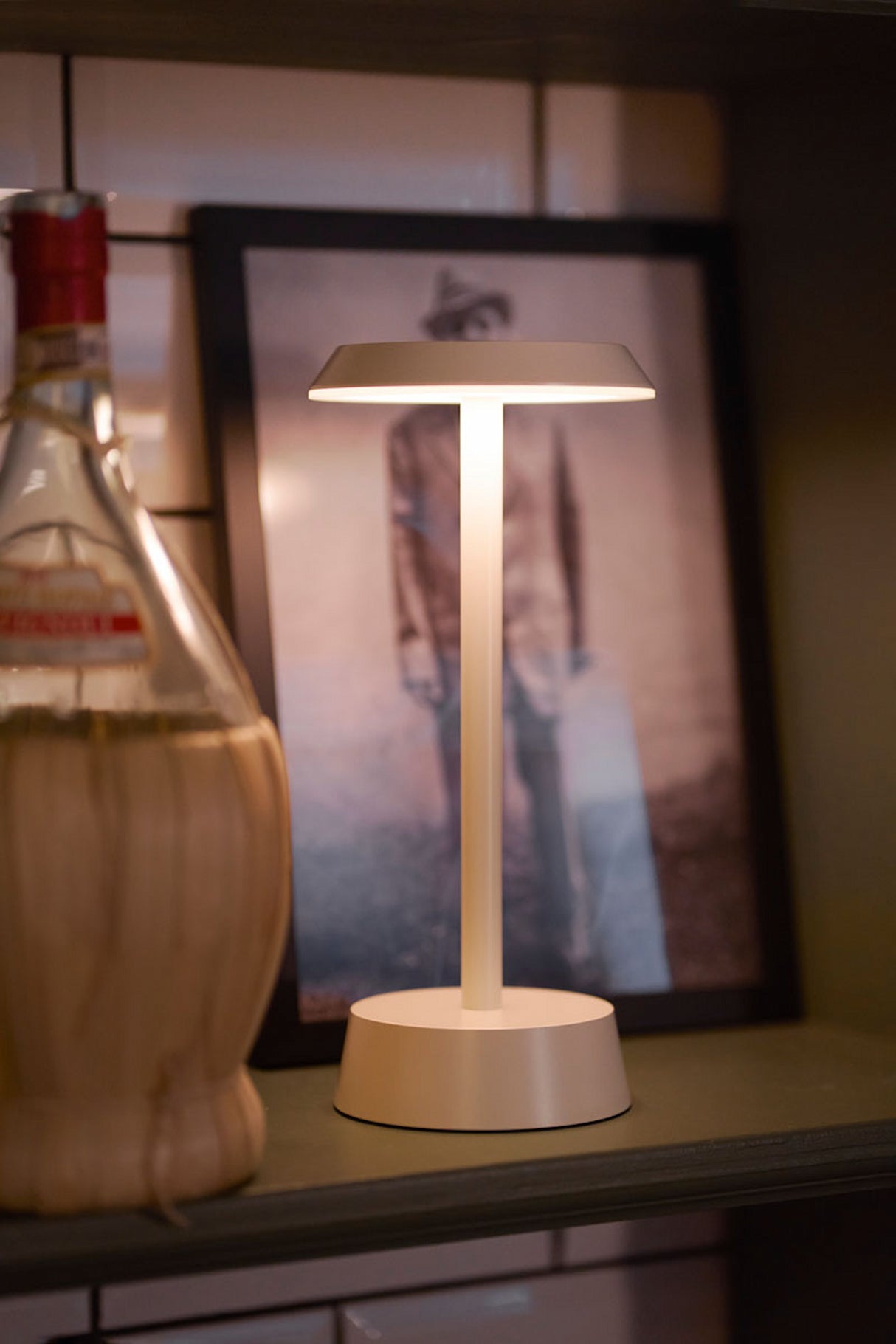 6 Duni LED Lampen kabellos Nour taupe, 206425 inklusive Ladestation