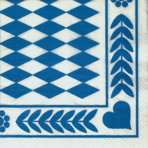 100 Servietten Bayrisch-Blau 3-lag. 33x33cm 1/4 Falz 12901