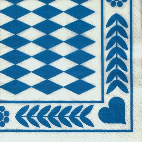 100 Servietten Bayrisch-Blau 3-lag. 33x33cm 1/4 Falz 12901