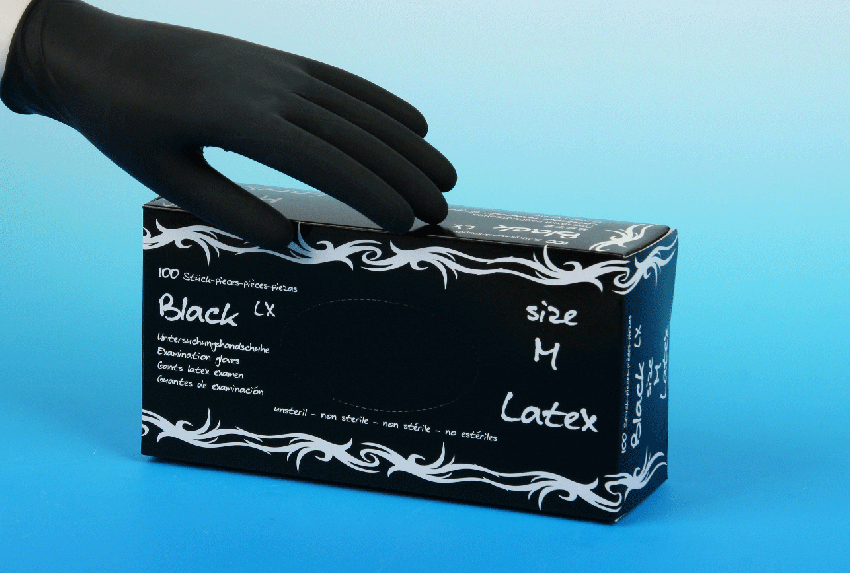 100 Einmal U-Handschuhe, MaiMed BLACK Latex puderfrei Gr. M
