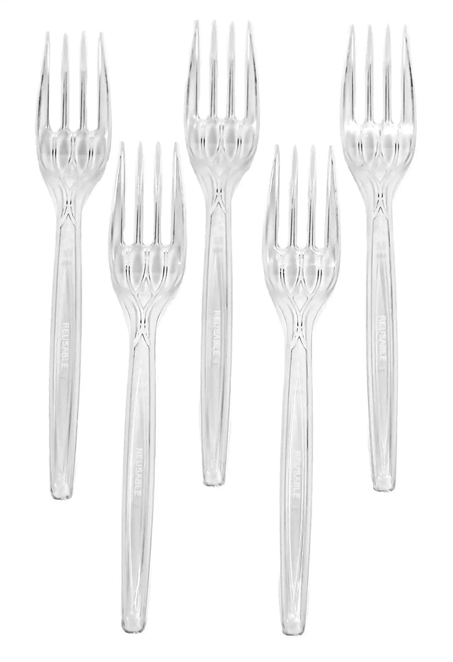 100 Mehrweg Gabeln Deluxe transparent 175 cm