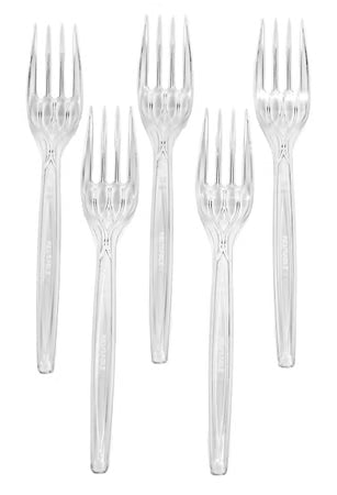 100 Mehrweg Gabeln, Deluxe, transparent, 17,5 cm