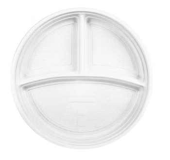 100 Mehrweg Menüteller, 3-geteilt Ø 22 cm · 2 cm weiss, 060-103V